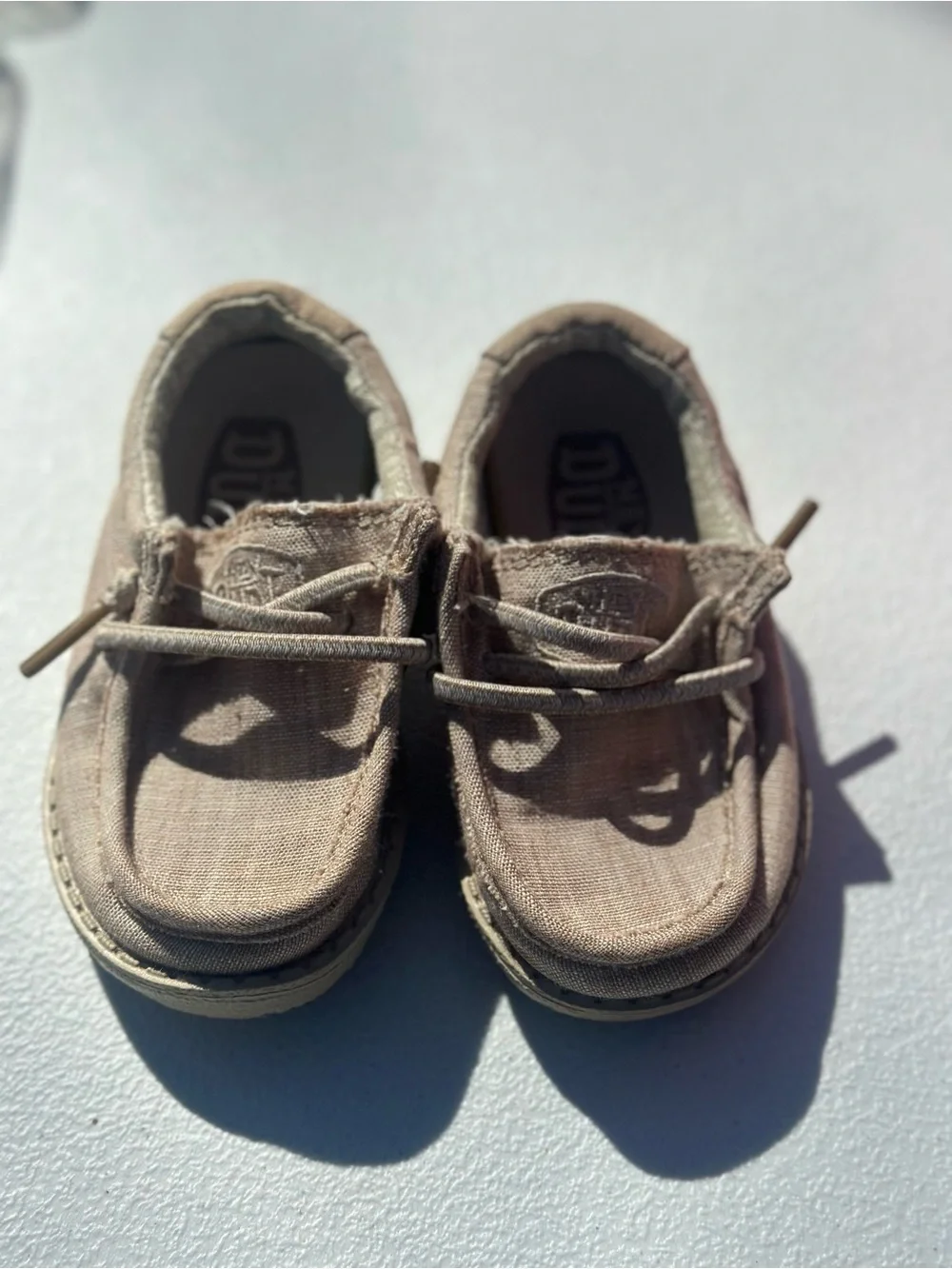 Hey Dude Kids Taupe Canvas Moccasins